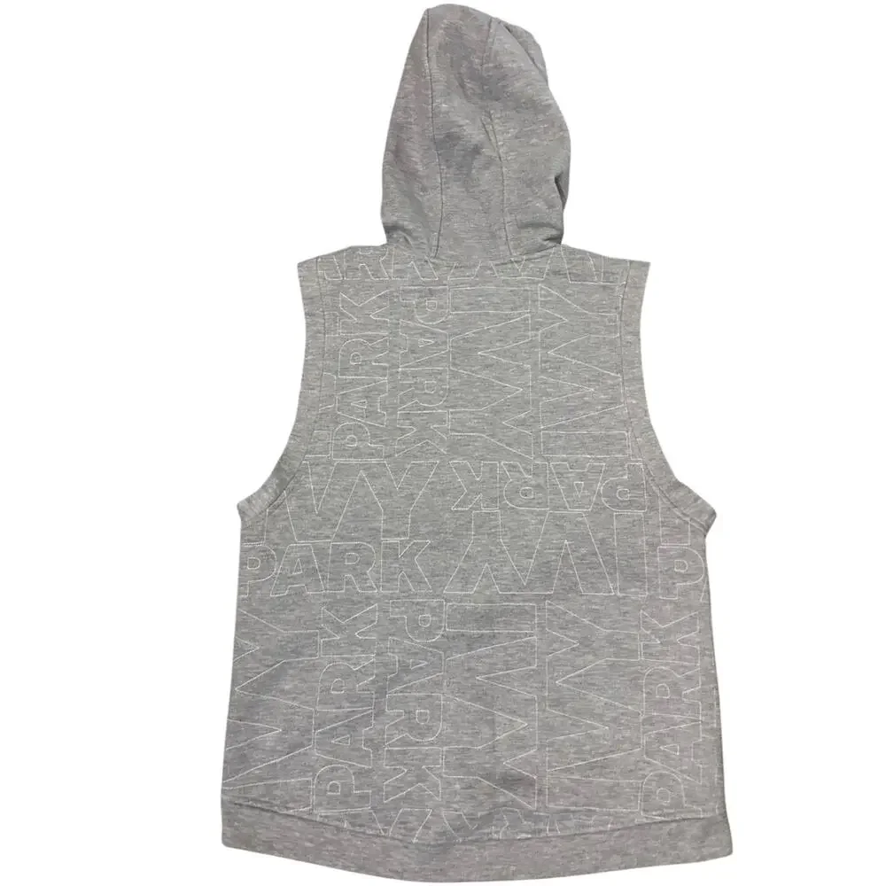 Ivy Park | Heathered Grey Quilted Logo Hooded Vest Size Medium